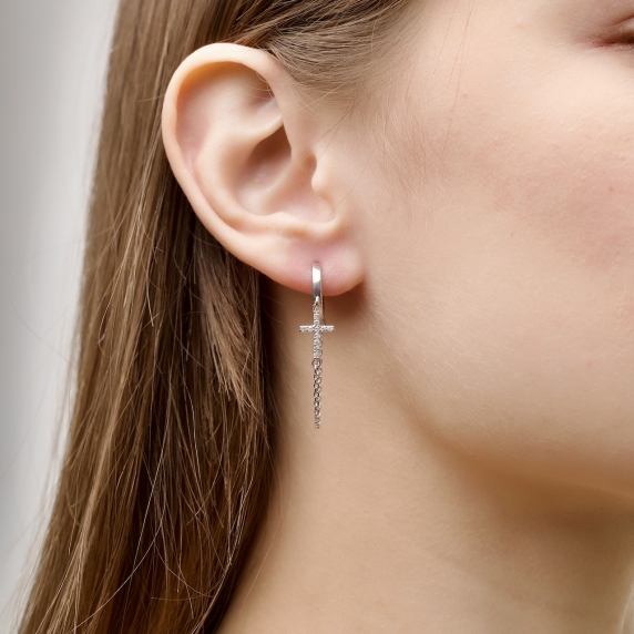 Серебряные серьги &amp;quot;Крест&amp;quot; - 1