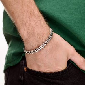 Срібний браслет "Бісмарк плоский"