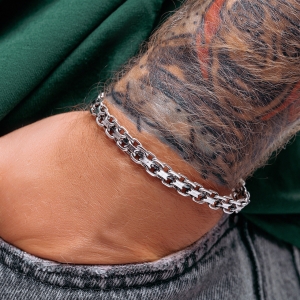 Срібний браслет "Подвійний якір"