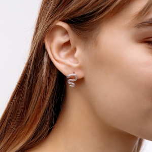 Серебряные пусеты "Снейк"